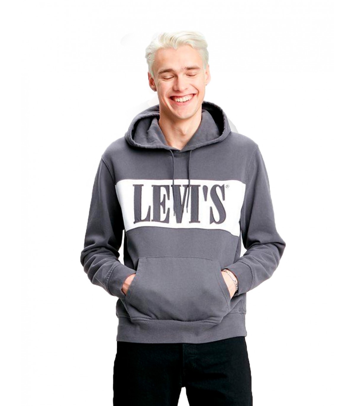 Levi'S - Jersey Pieced Pullover Hoodie - Gris