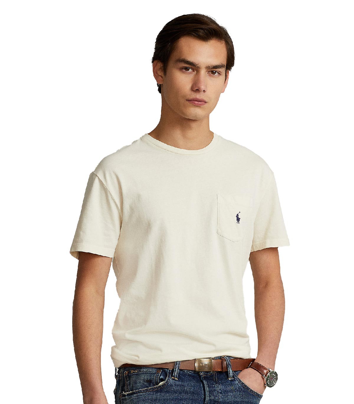 Polo Ralph Lauren - Camiseta de Lino con Logo Bordado - Beige