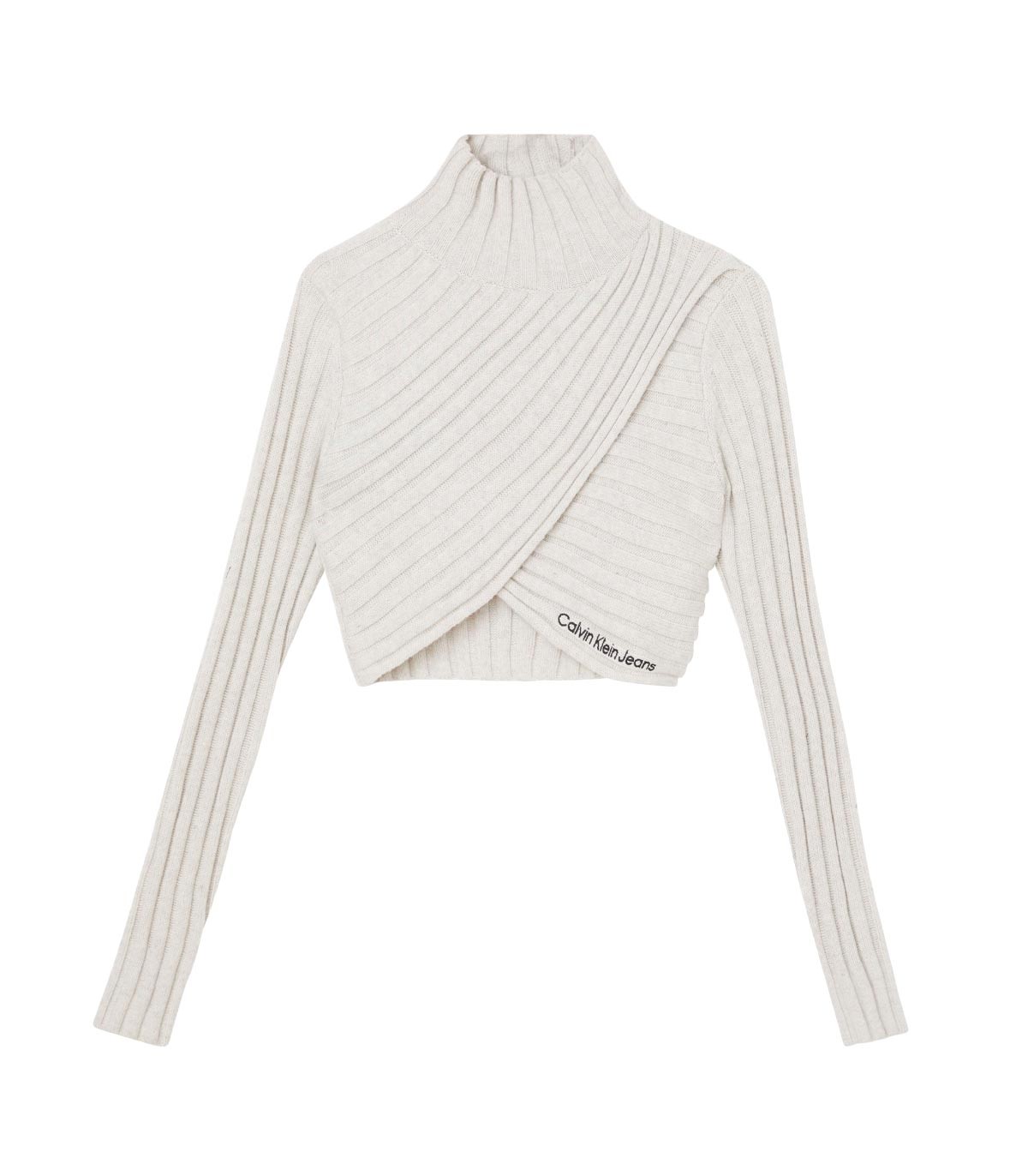 Calvin Klein - Jersey Wrap High Neck Sweater - Blanco