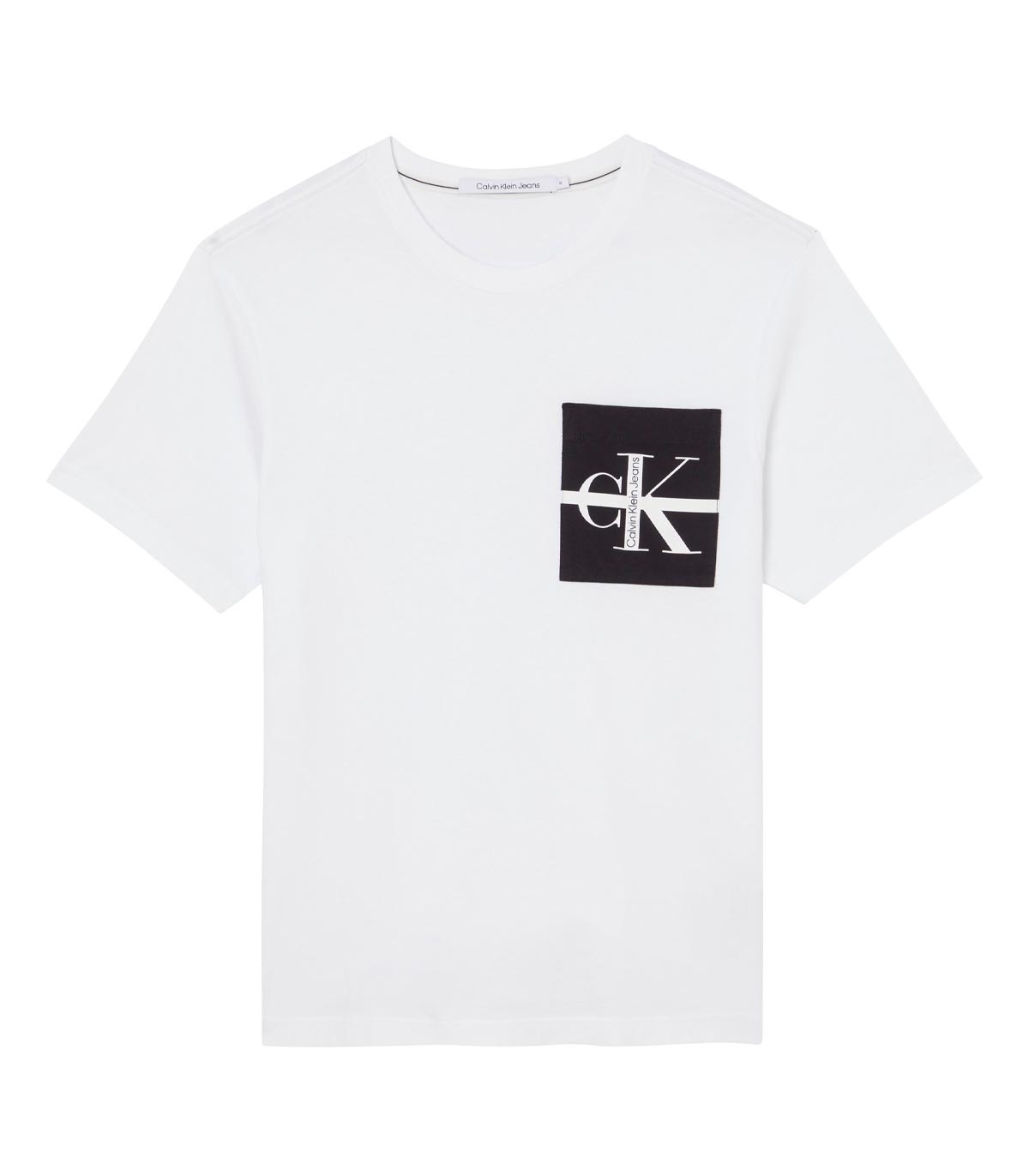 Calvin Klein - Camiseta Stripe CK Colorblock Pocket - Blanco